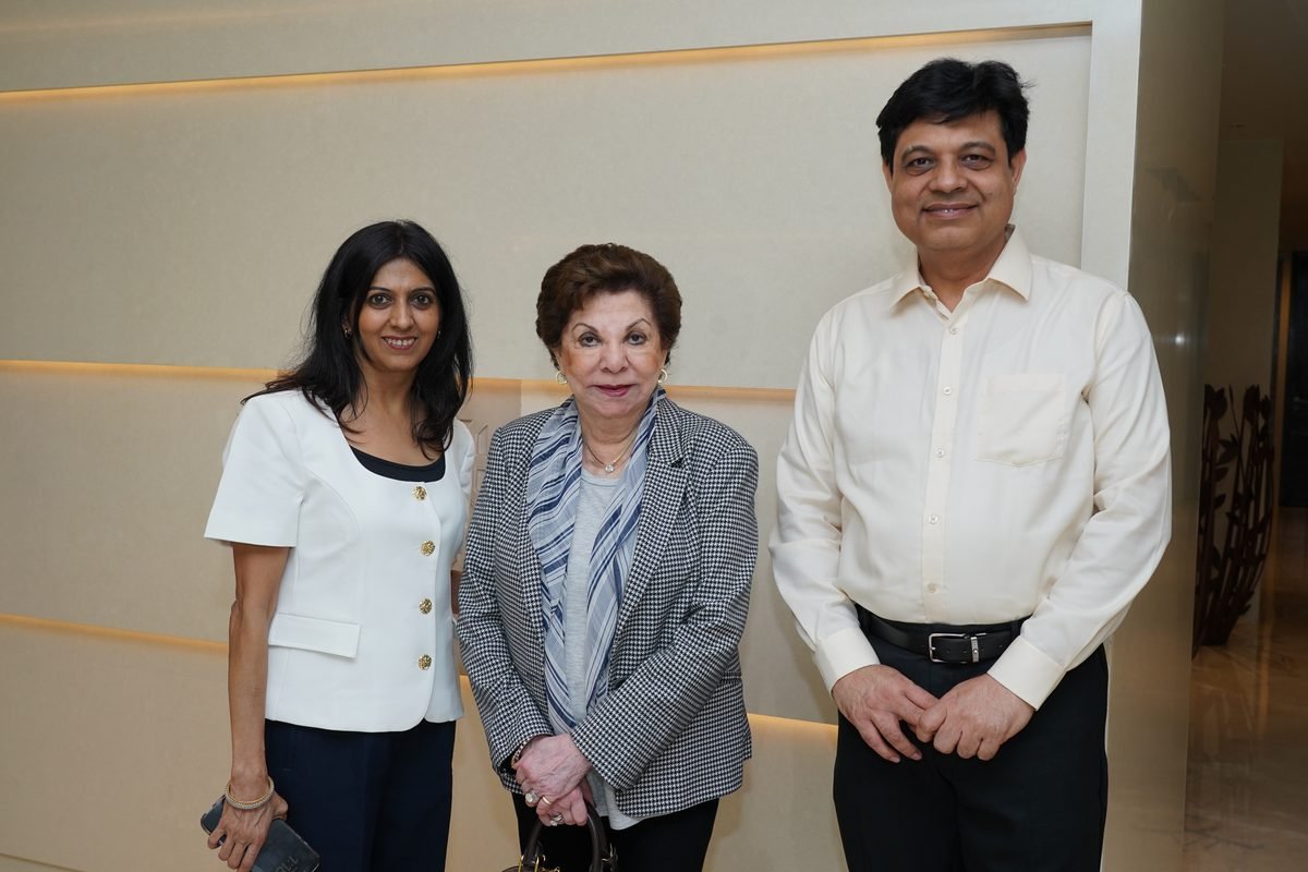 Sabira Merchant with the two directors of Princeton Academy